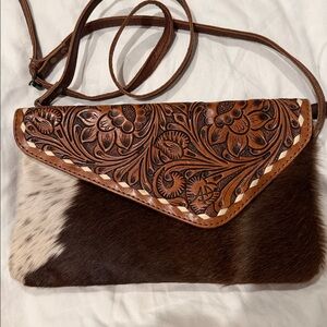 American Darling Cowhide Tooled Flap Crossbody